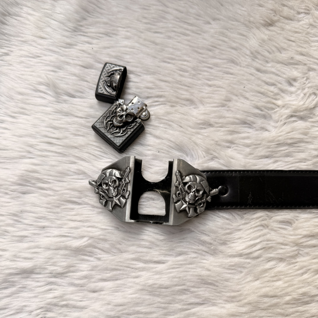 Hellfire Skull Lighter Belt