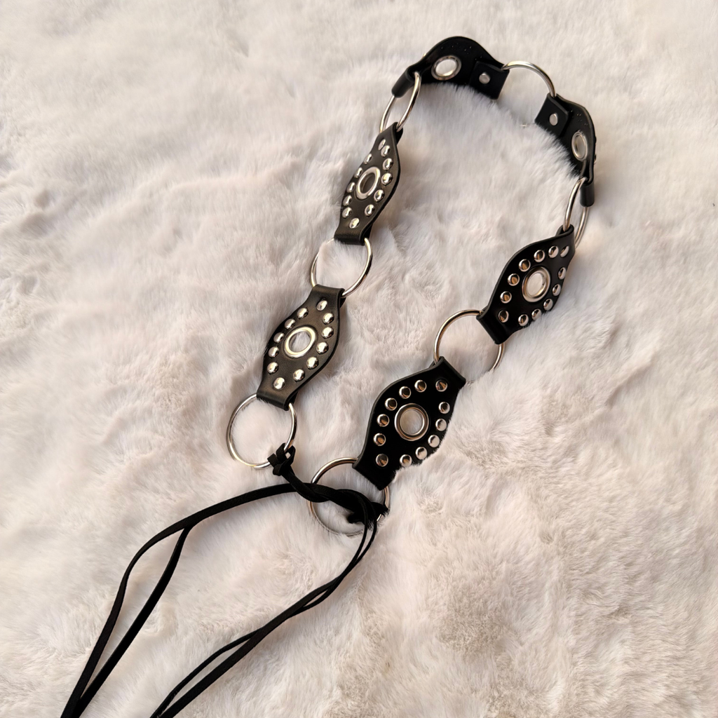 Cowboy Black Studded Waist Tie Belt