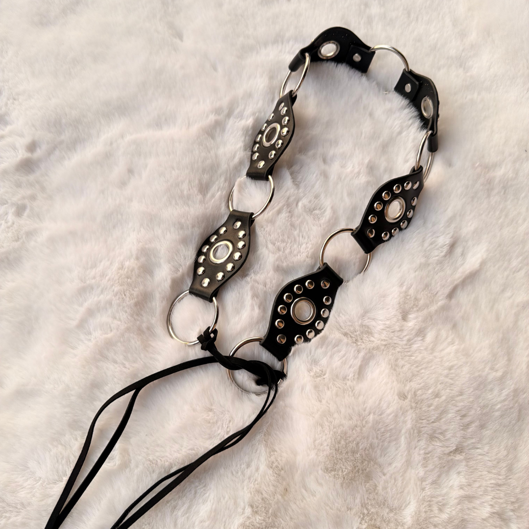 Cowboy Black Studded Waist Tie Belt