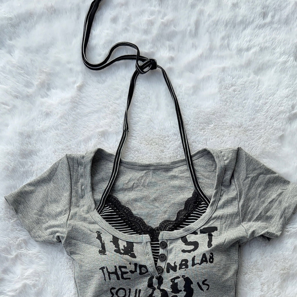 Backstreet Halter Top - Grey
