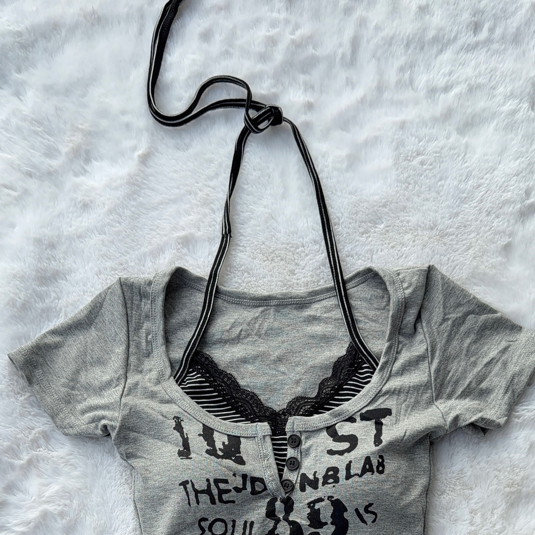 Backstreet Halter Top - Grey