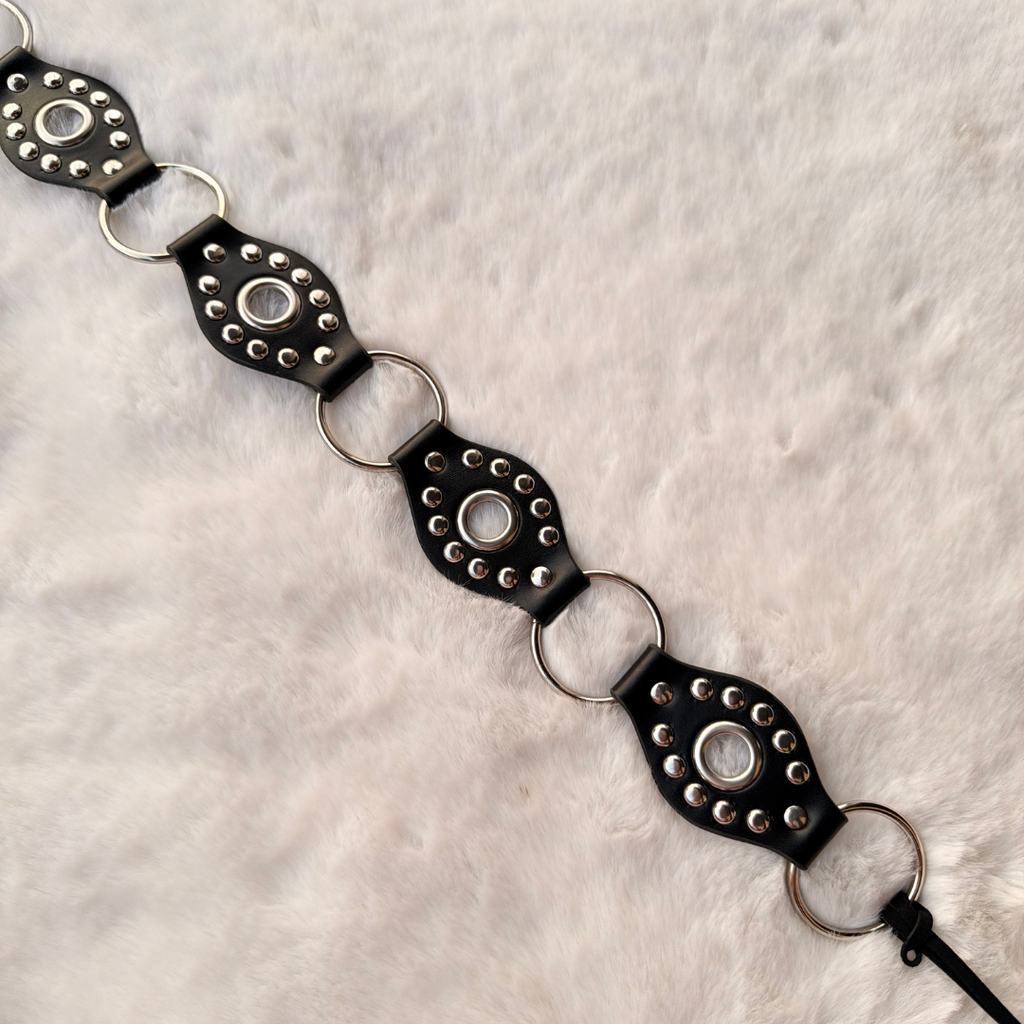 Cowboy Black Studded Waist Tie Belt