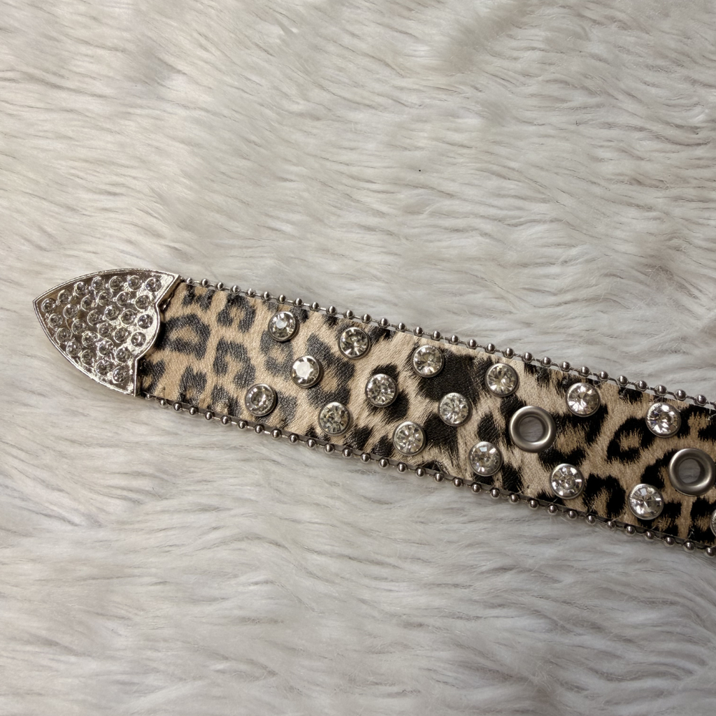 Leopard Print Studded Belt
