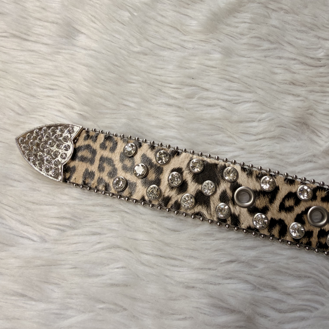 Leopard Print Studded Belt