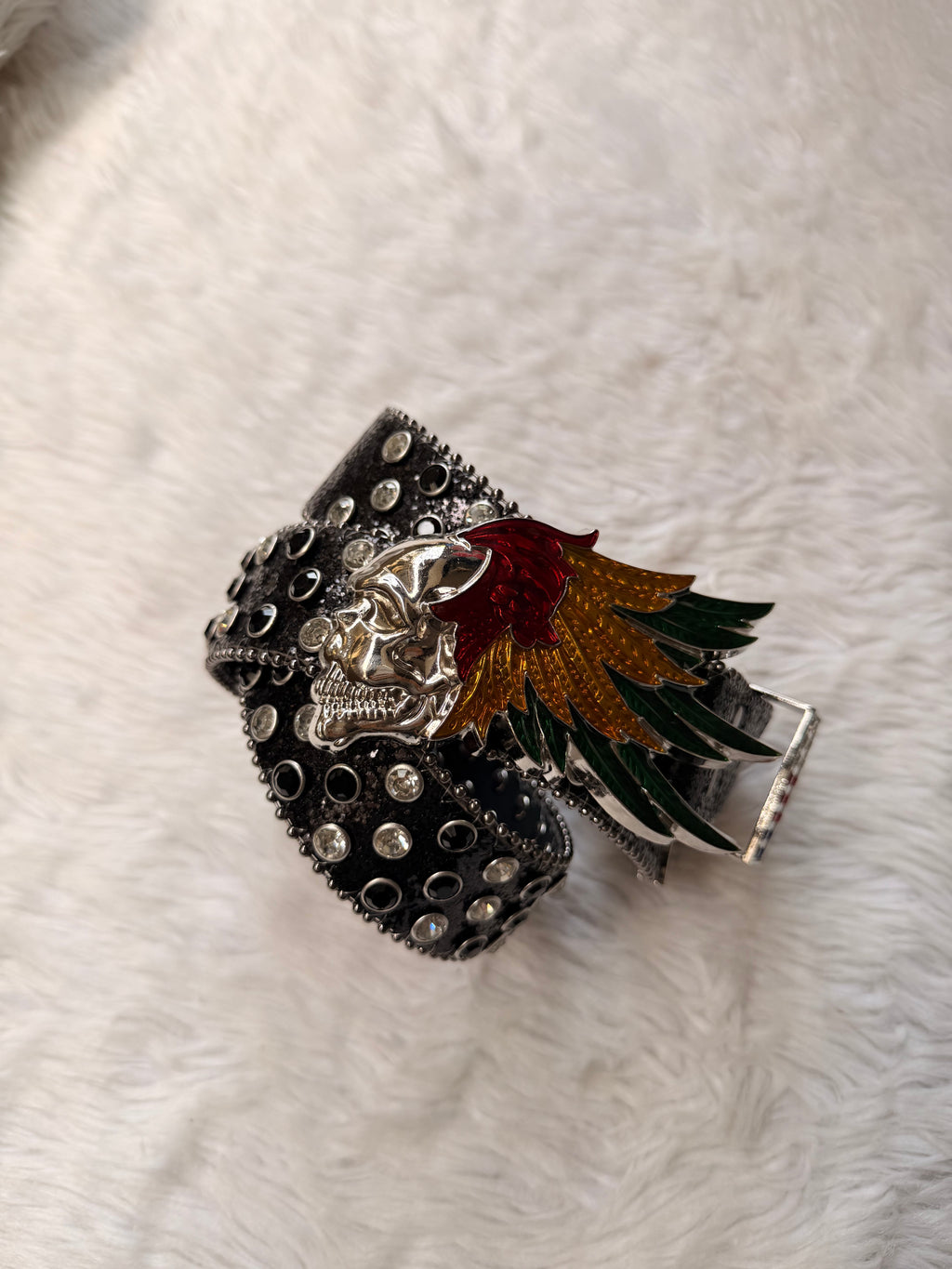 Tribal Wings Black Rhinestone Belt