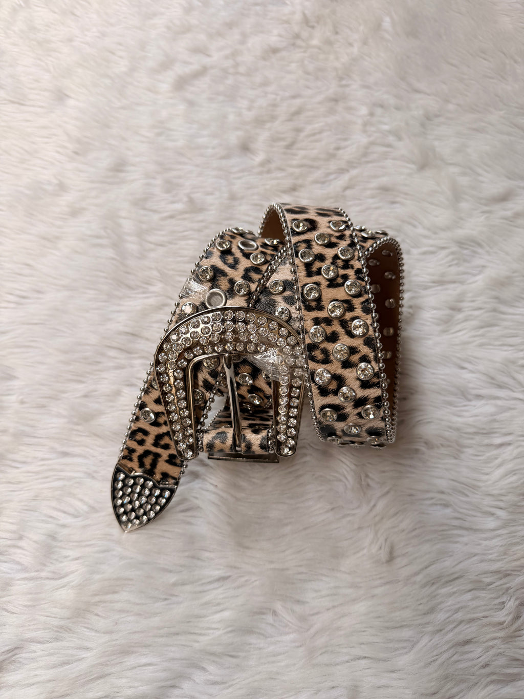 Leopard Print Studded Belt