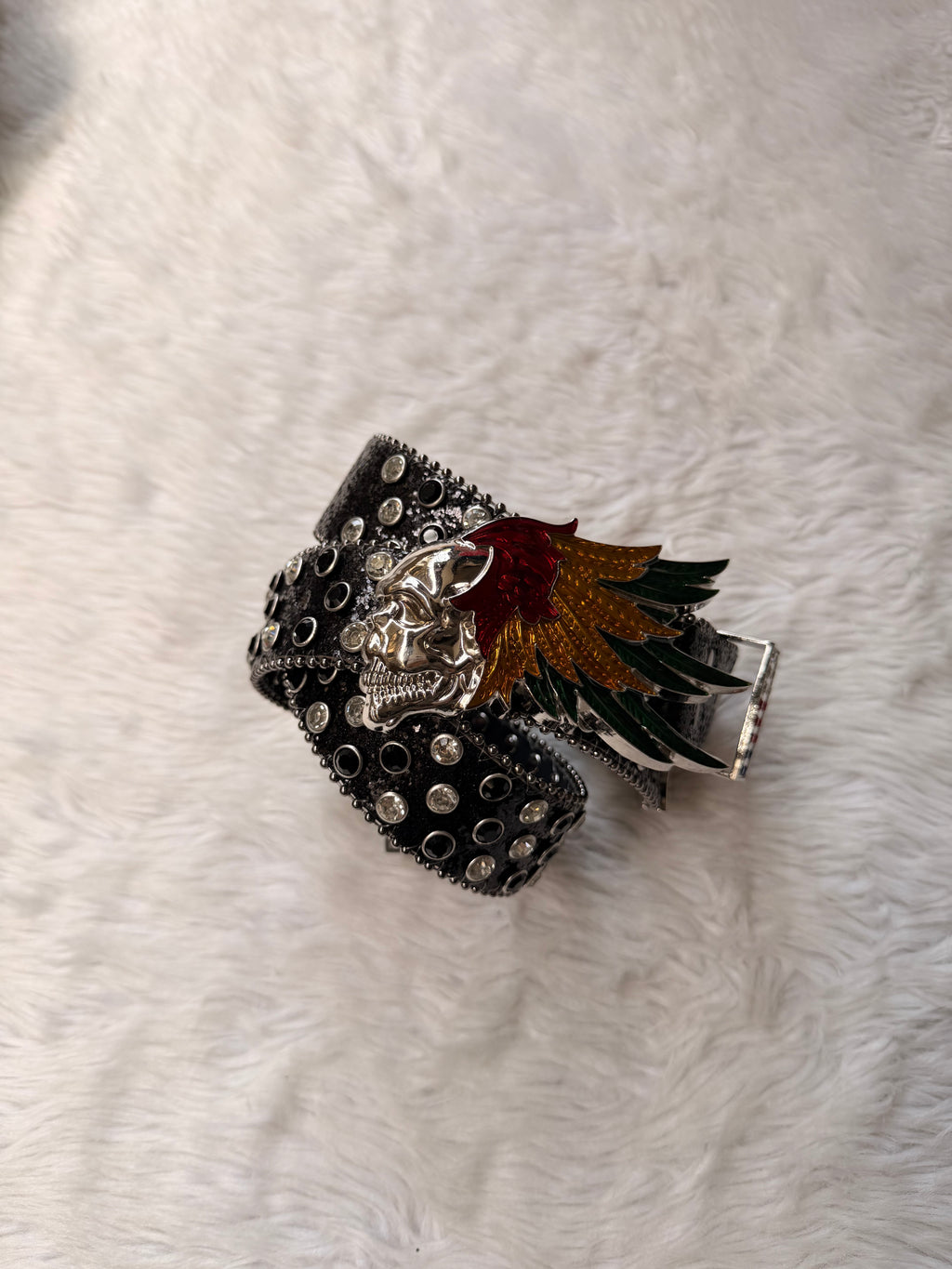 Tribal Wings Black Rhinestone Belt
