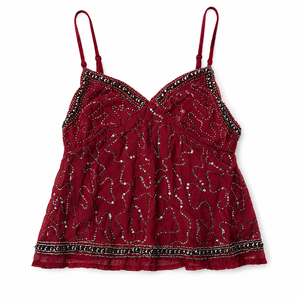 Burgundy Beaded Top