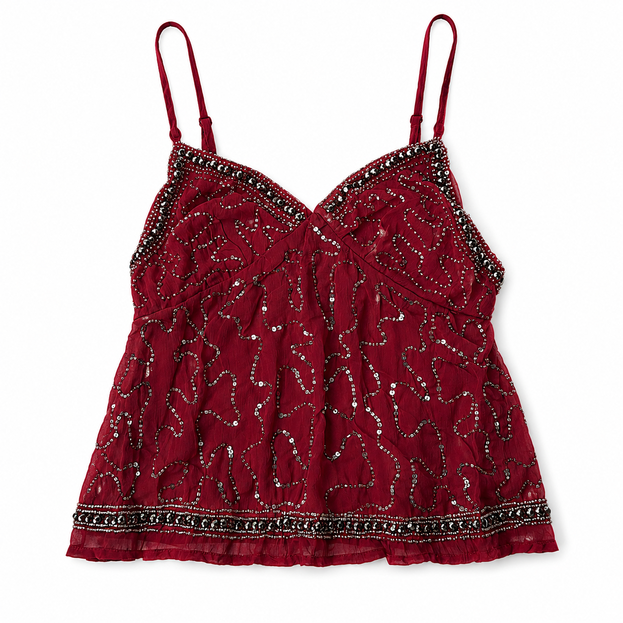 Burgundy Beaded Top