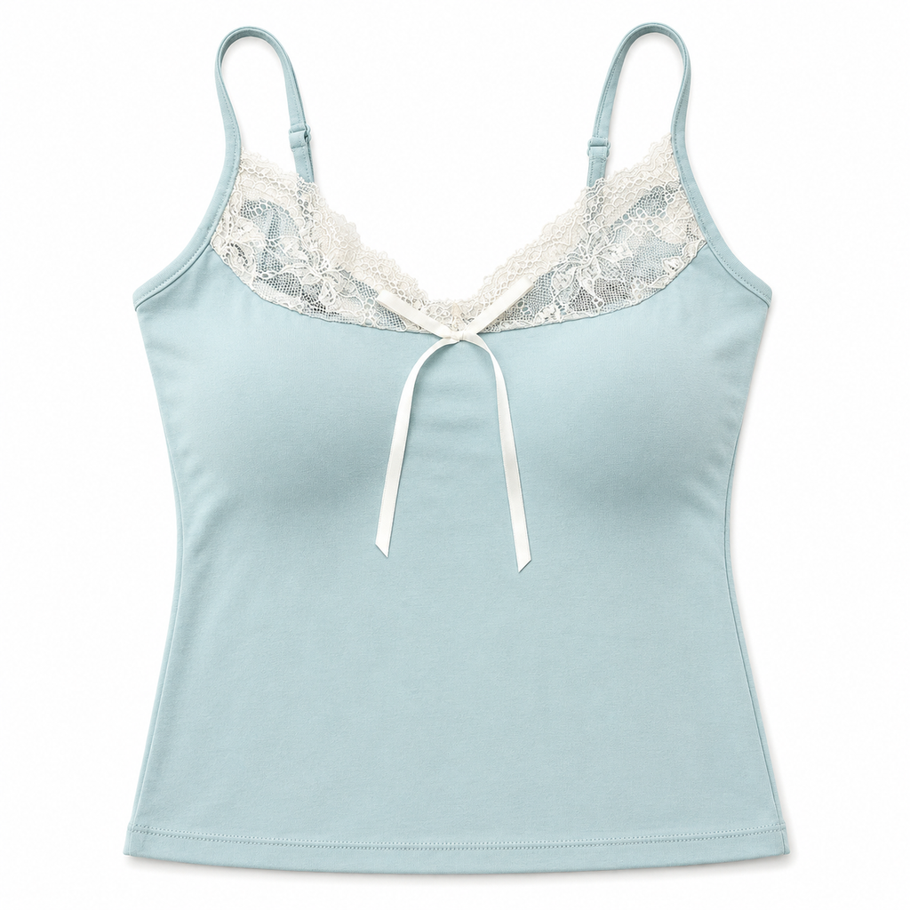 Baby Blue Lace-Trim Cami