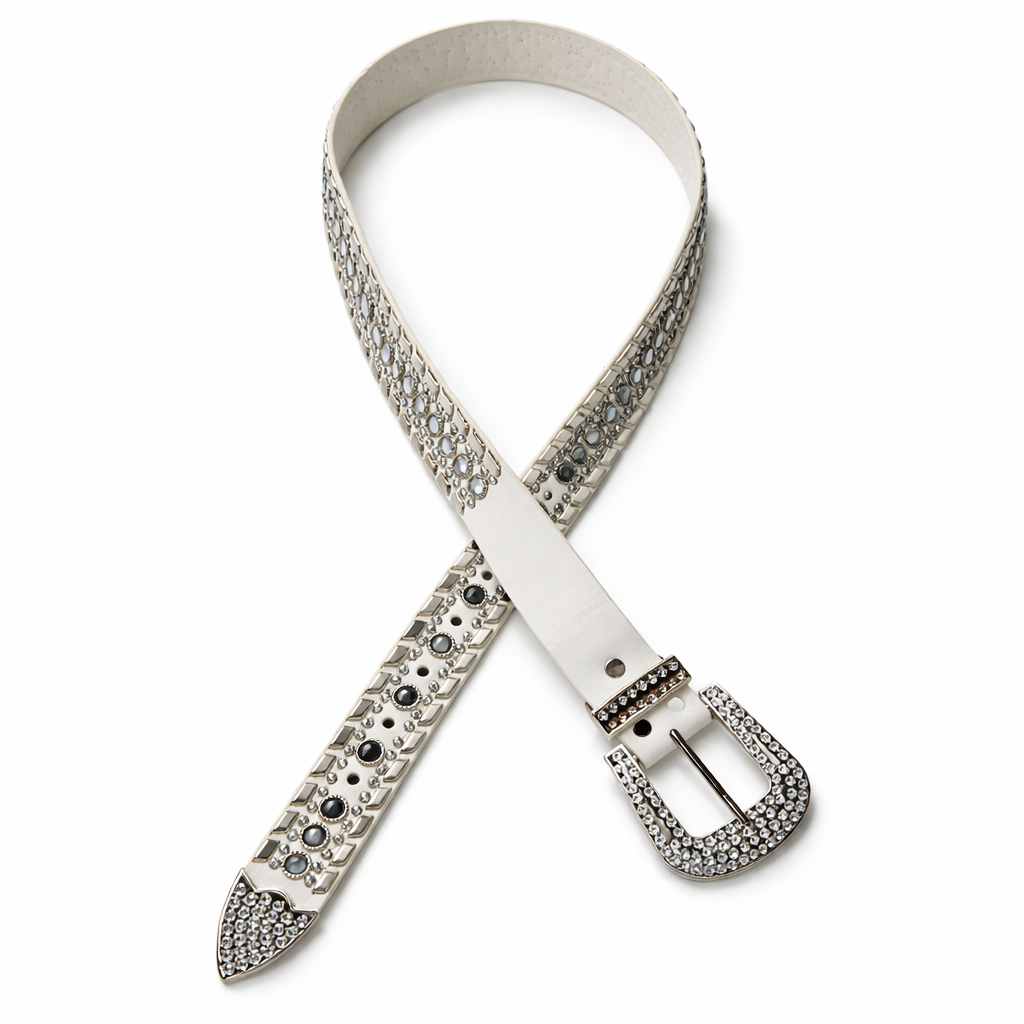 White Rhinestone Belt