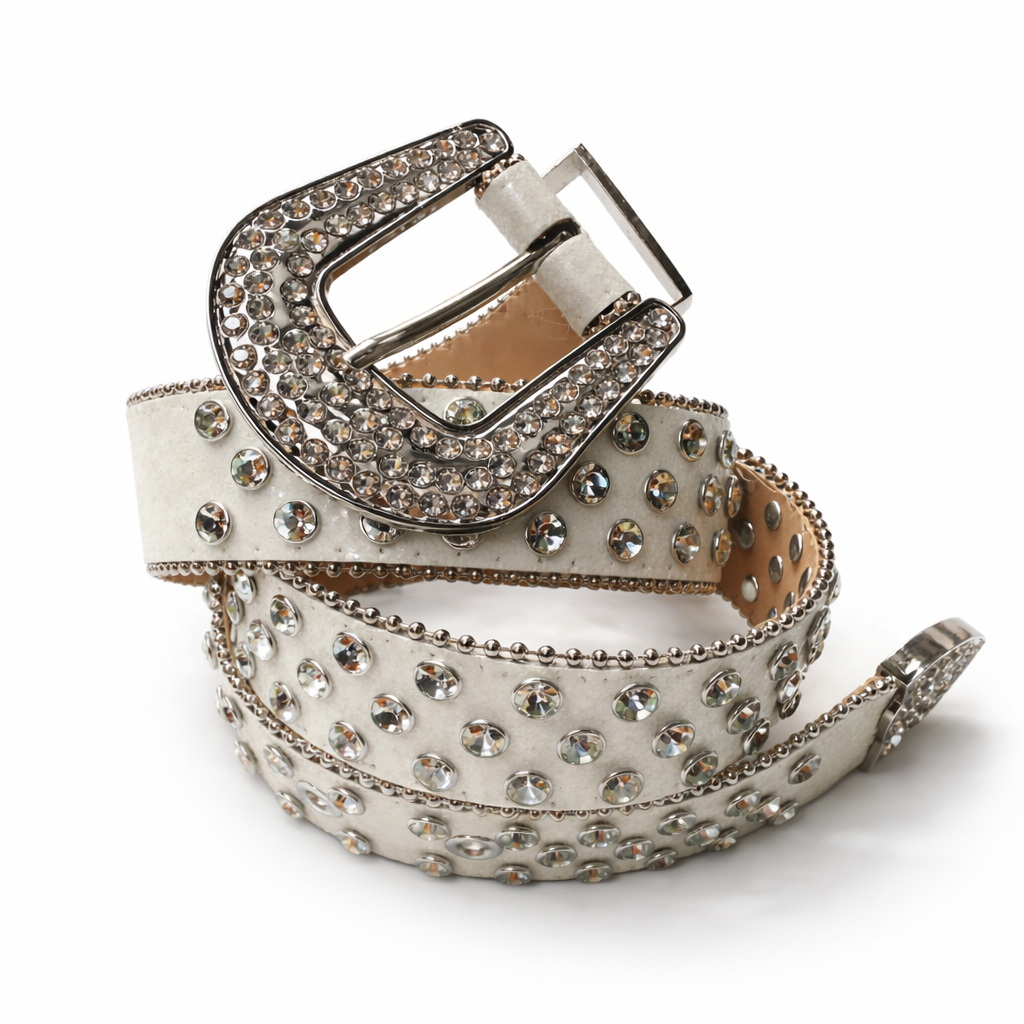 Ivory Drip Rhinestone Belt