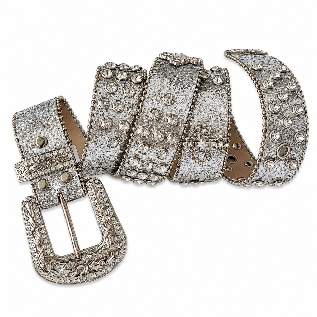 Silver Rhinestone Western Belt