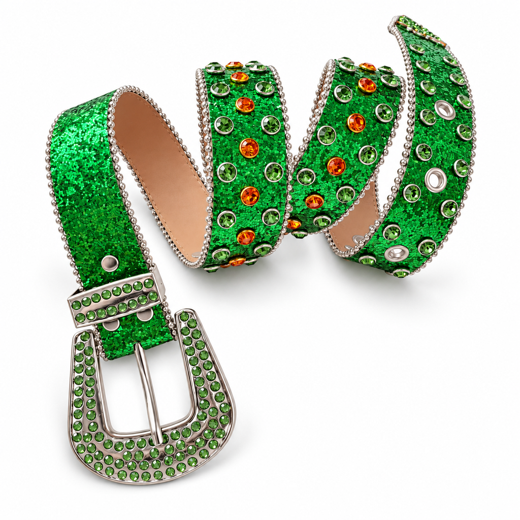 Emerald Rhinestone Western Belt