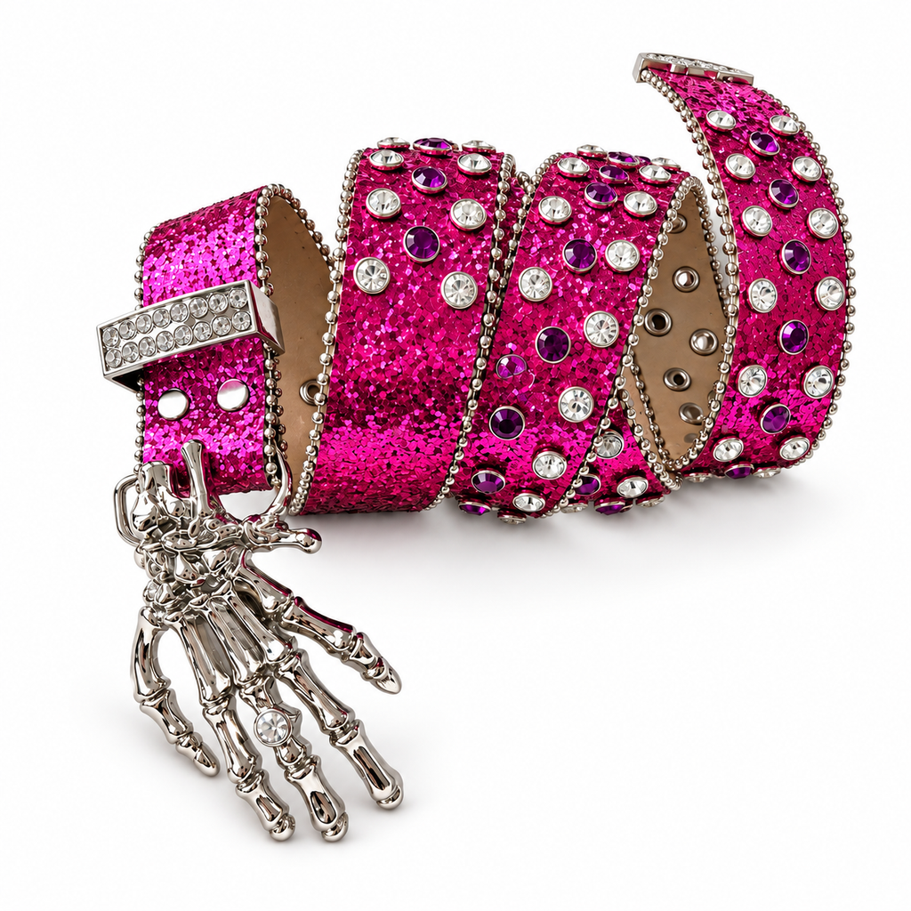Hot Pink Rhinestone Western Belt