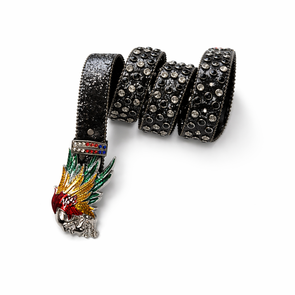 Tribal Wings Black Rhinestone Belt