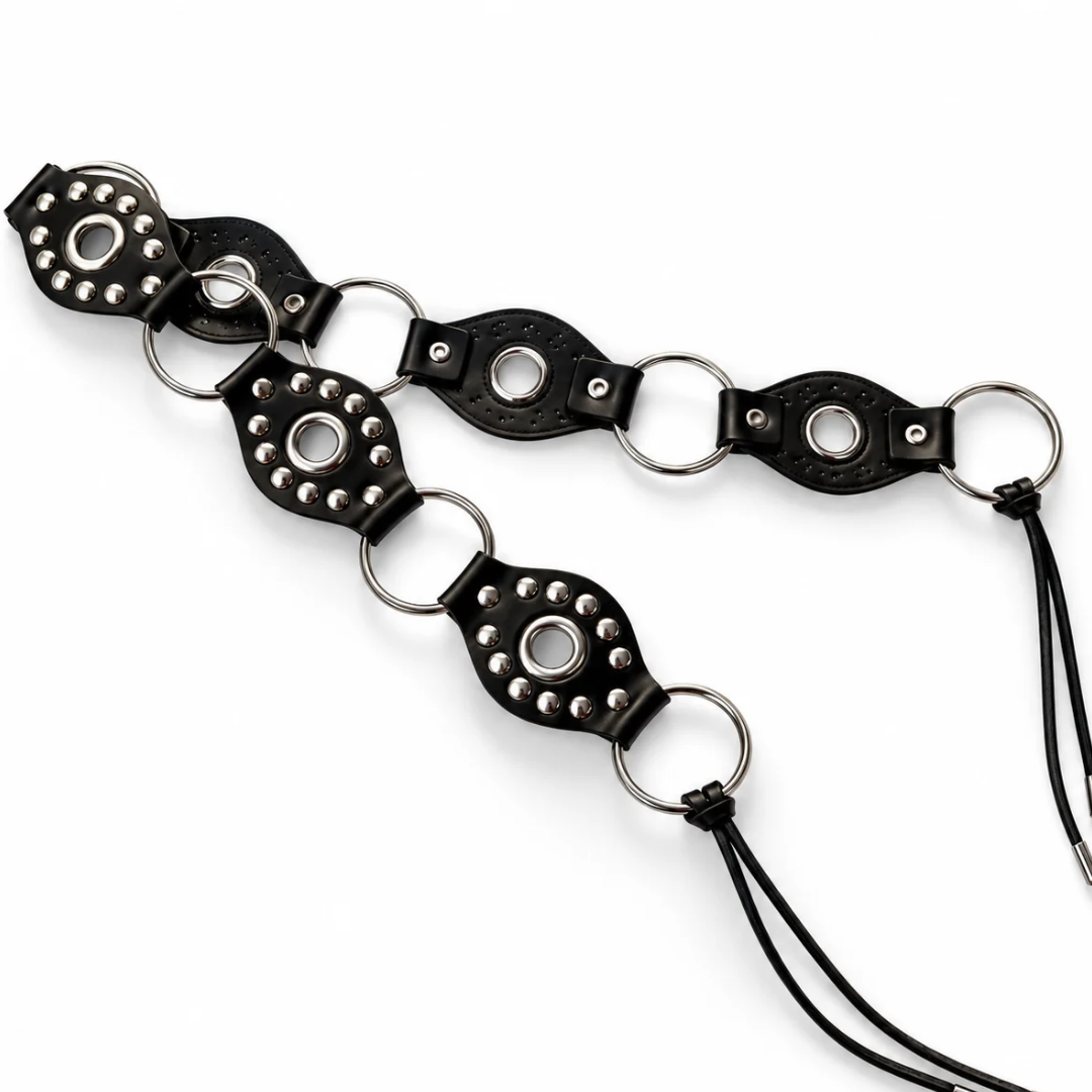 Cowboy Black Studded Waist Tie Belt